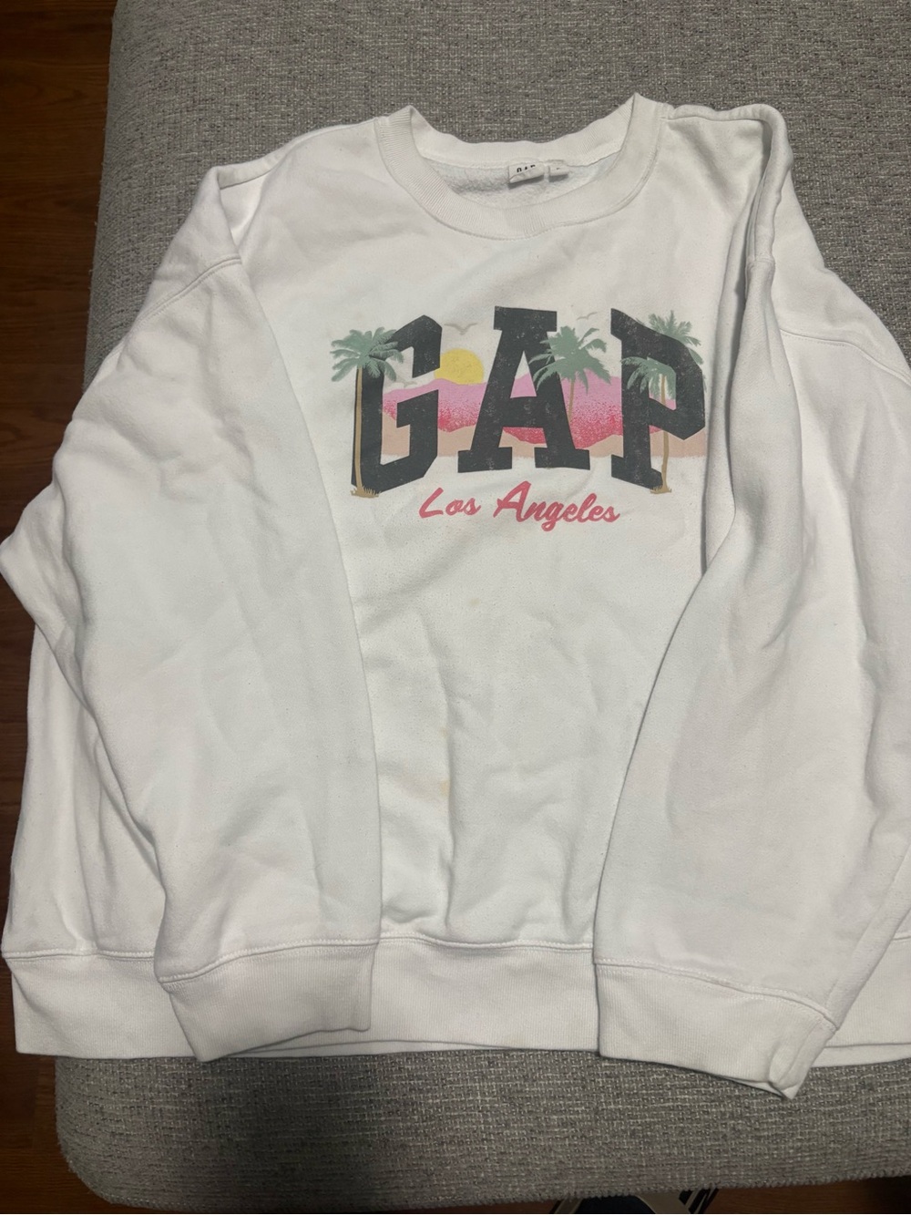 GAP White Sweatshirt with Sunset Palm Graphic